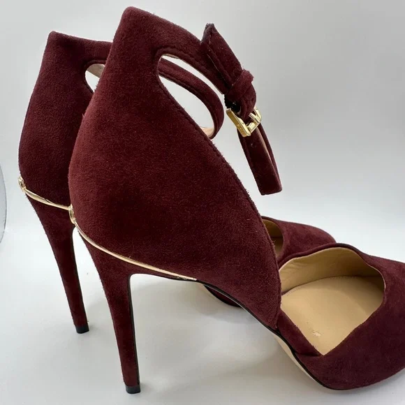 Michael Kors Wine Burgundy Suede High Heels - Picture 6 of 9